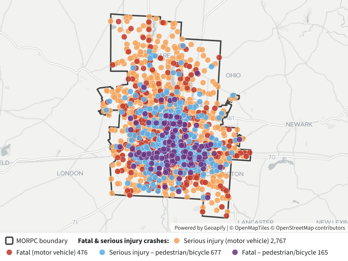 MORPC Fatal and Serious Injury Crashes 2021–2025
