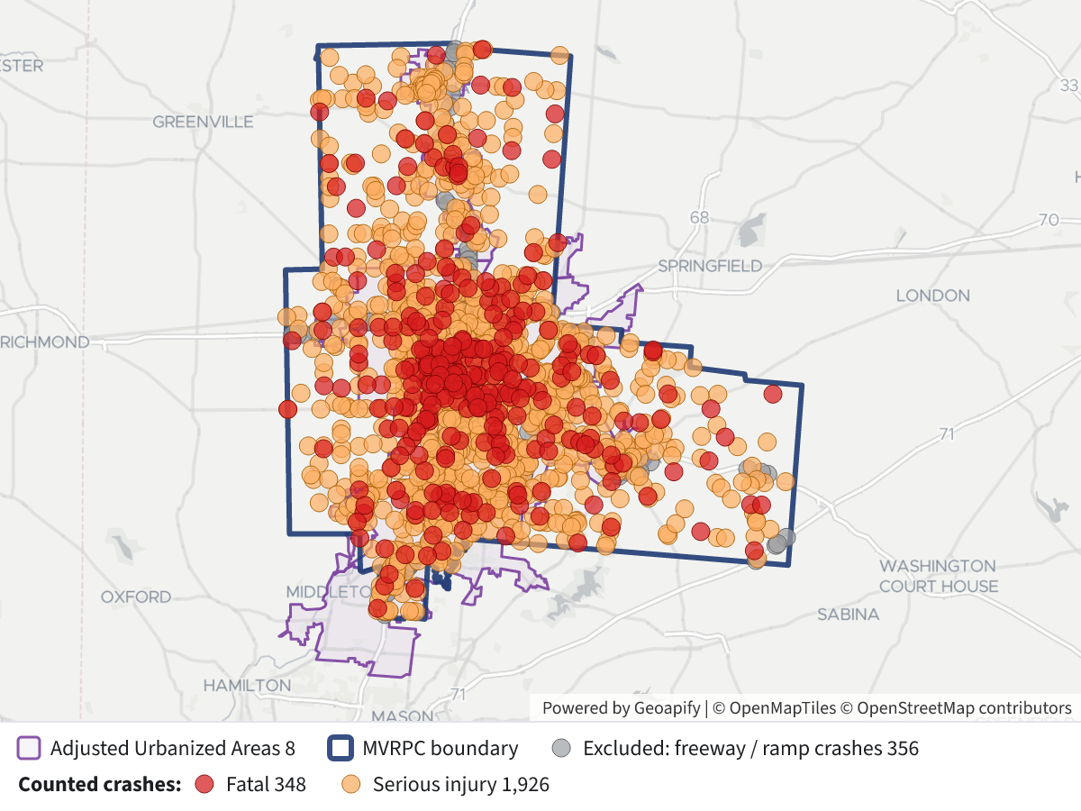 MVRPC Fatal and Serious Injury Crashes 2021–2025