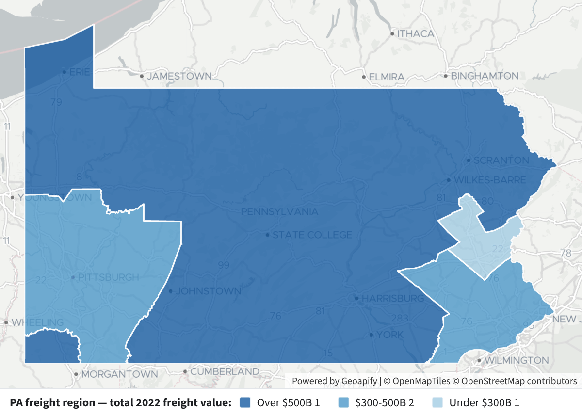 Pennsylvania Freight Regions by Value